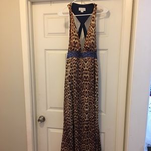 Leopard prom dress with blue sequins